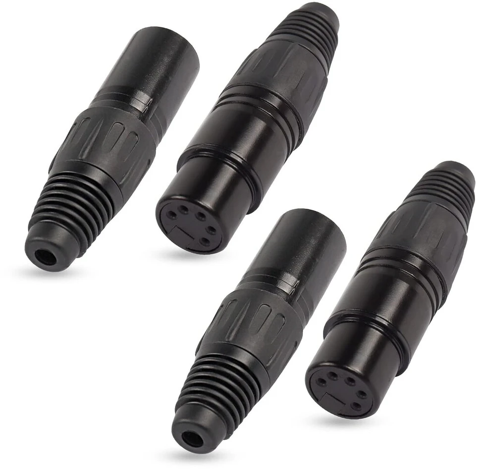 5 kontaktų xlr moteriškas kištukas, 5 kontaktų xlr-f vyriškas audio mikrofono jungtis, xlr kabelio galų keitimo f-kištuko audio lizdas 4 vnt.