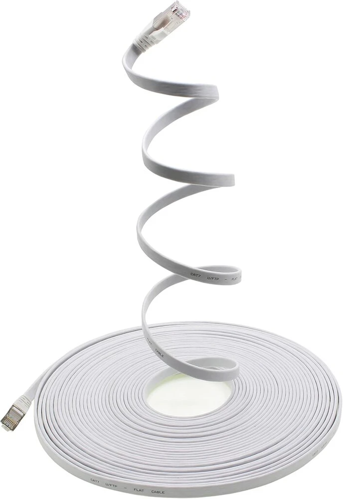 5 m - balta - 10 vienetų Cat.7 gigabitinis ethernet Lan plokščias juostinis kabelis (rj45) tinklo kabelis, neapdorotas kabelis (10 Gbit/s) instaliacinis kabelis plonas suderinamas su Cat.5 - Cat.5e - Cat.6