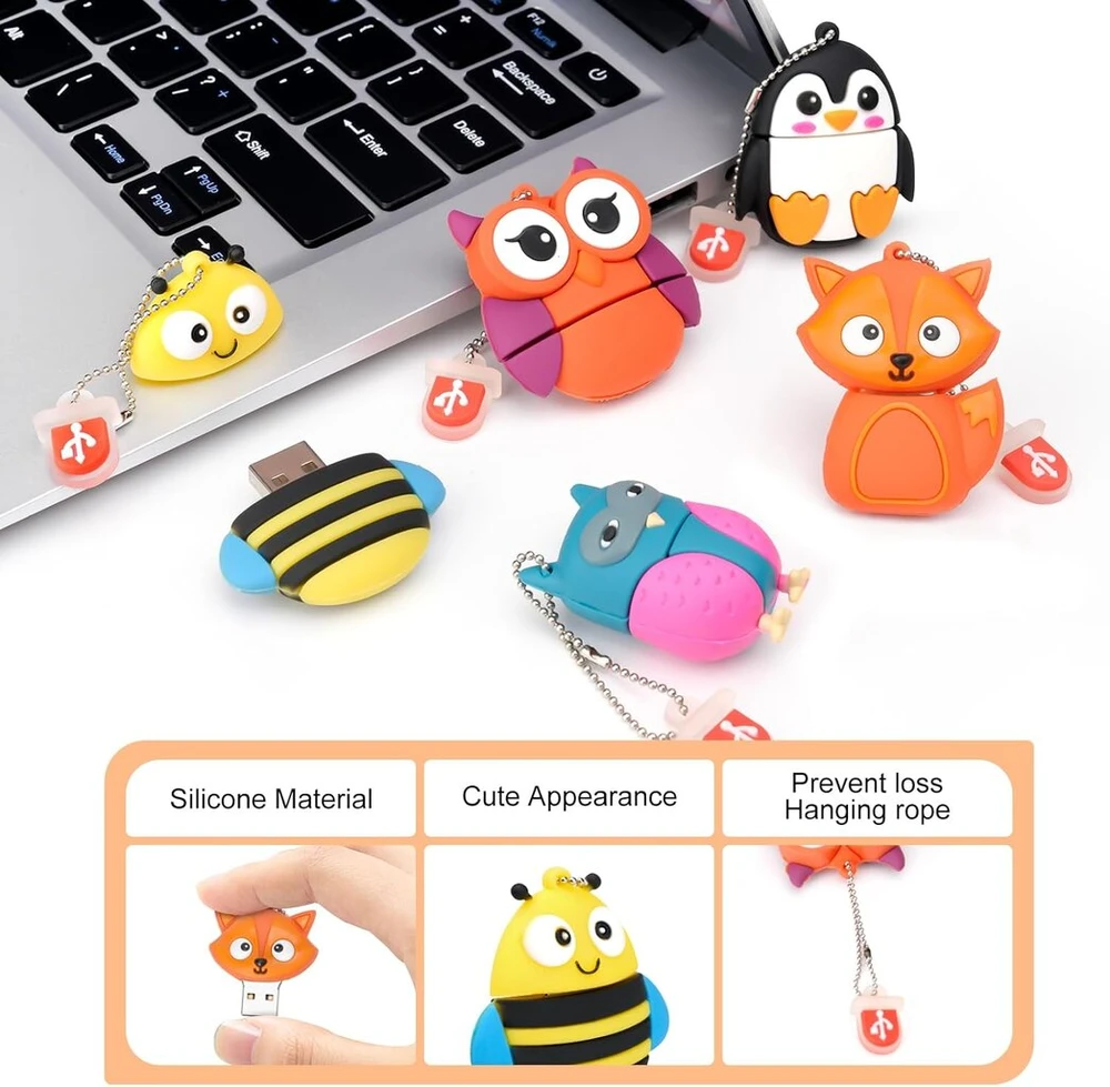 5 vnt. 32 Gb Usb atmintinės su gyvūnų raštais, dovana vaikams