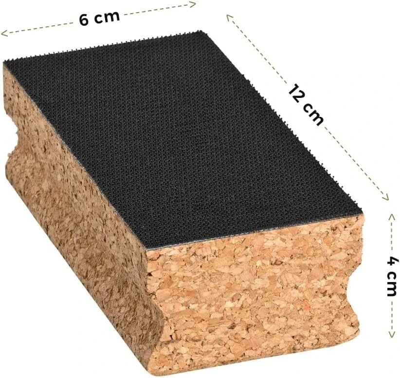 5 x kamštiniai šlifavimo blokeliai su velcro sistema ir užapvalintais kraštais, 12 x 6 x 4 cm, skirti švitriniam popieriui, švitriniam popieriui, 5 vnt.