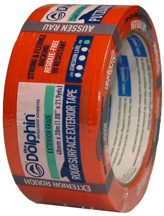5 x oranžinė tvirta šiurkštaus paviršiaus maskavimo juosta, lengvai valoma, atspari Uv spinduliams, 48 mm x 20 m