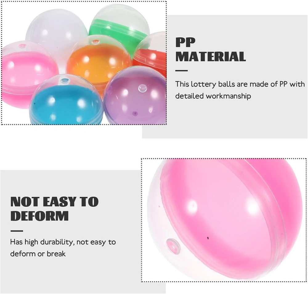 50 spalvotų tuščių rutulių 4.5 cm skaidrūs plastikiniai rutuliukai