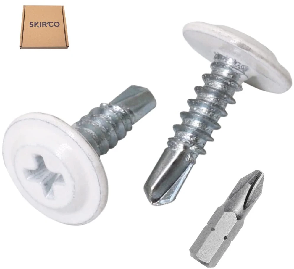 50 vnt. Balti 4.2x16 mm savisriegiai varžtai su plokščia galvute