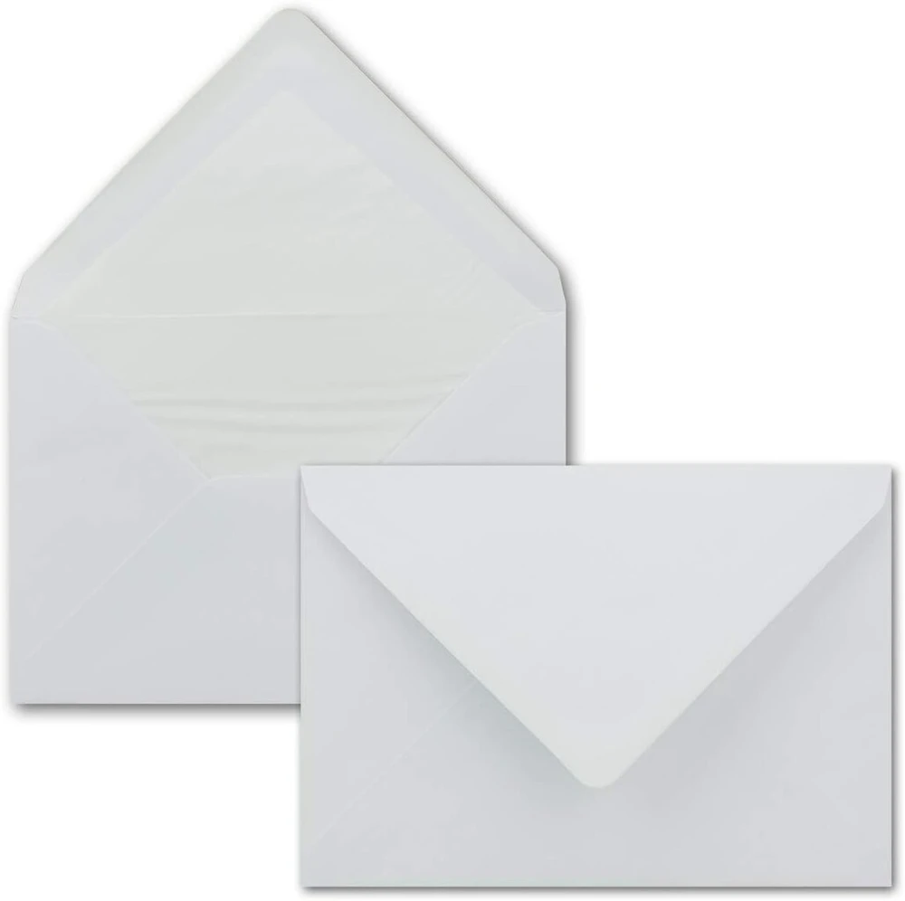 50 vnt. Din C5 vokų rinkinys, balti, iškloti baltu popieriumi, 16,2 x 22,9 cm, 90 g/m², sudrėkinami pašto vokai be langelio, Glüxx-agent