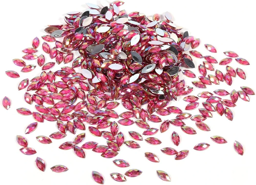 500 vienetų krištolo kalnų krištolas arklio akies formos Ab brangakmeniai akrilo kalnų krištolas 7 x 15 mm vestuvių "pasidaryk pats" vakarėlio dekoravimui (07rose)