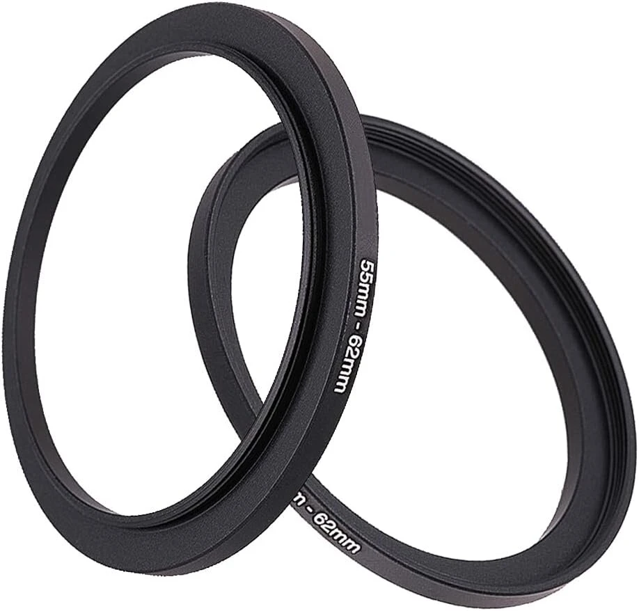 55–62 mm objektyvo filtro adapterio žiedas, 55 mm objektyvas į 62 mm filtrą, gaubtą, objektyvo konverterį ir kitus priedus (2 vnt.), Fire Rock Aviation aliuminio lydinio 55–62 mm žiedas
