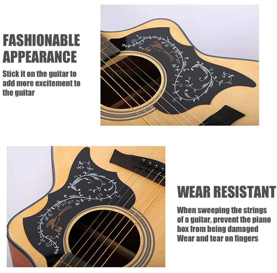 6 gitaros apsaugų rinkinys, lipnios gitaros apsaugos nuo įbrėžimų, skirtos akustinei gitarai