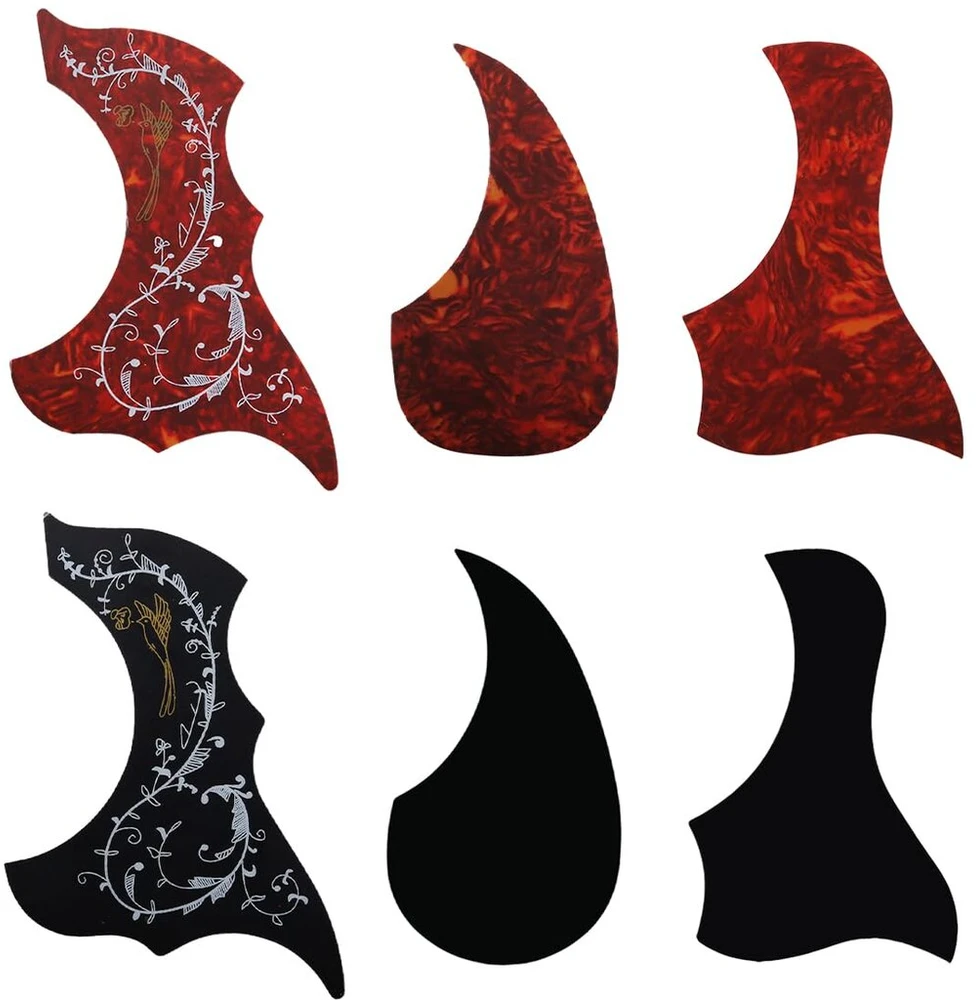 6 gitaros apsaugų rinkinys, lipnios gitaros apsaugos nuo įbrėžimų, skirtos akustinei gitarai