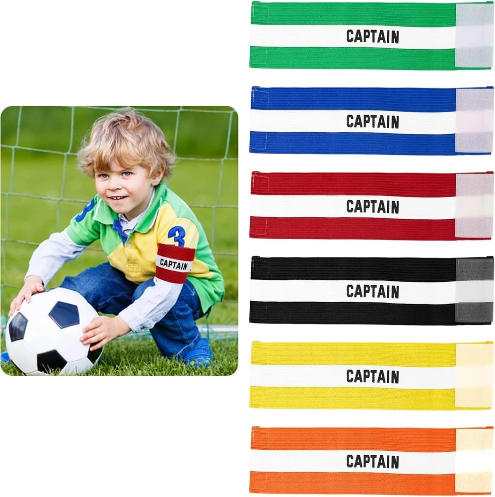 6 kapitono raiščių rinkinys, reguliuojama futbolo apyrankė suaugusiems vaikams, unisex velcro rankų raišteliai įvairioms sporto šakoms: futbolui, ledo rituliui, regbiui, tinkliniui