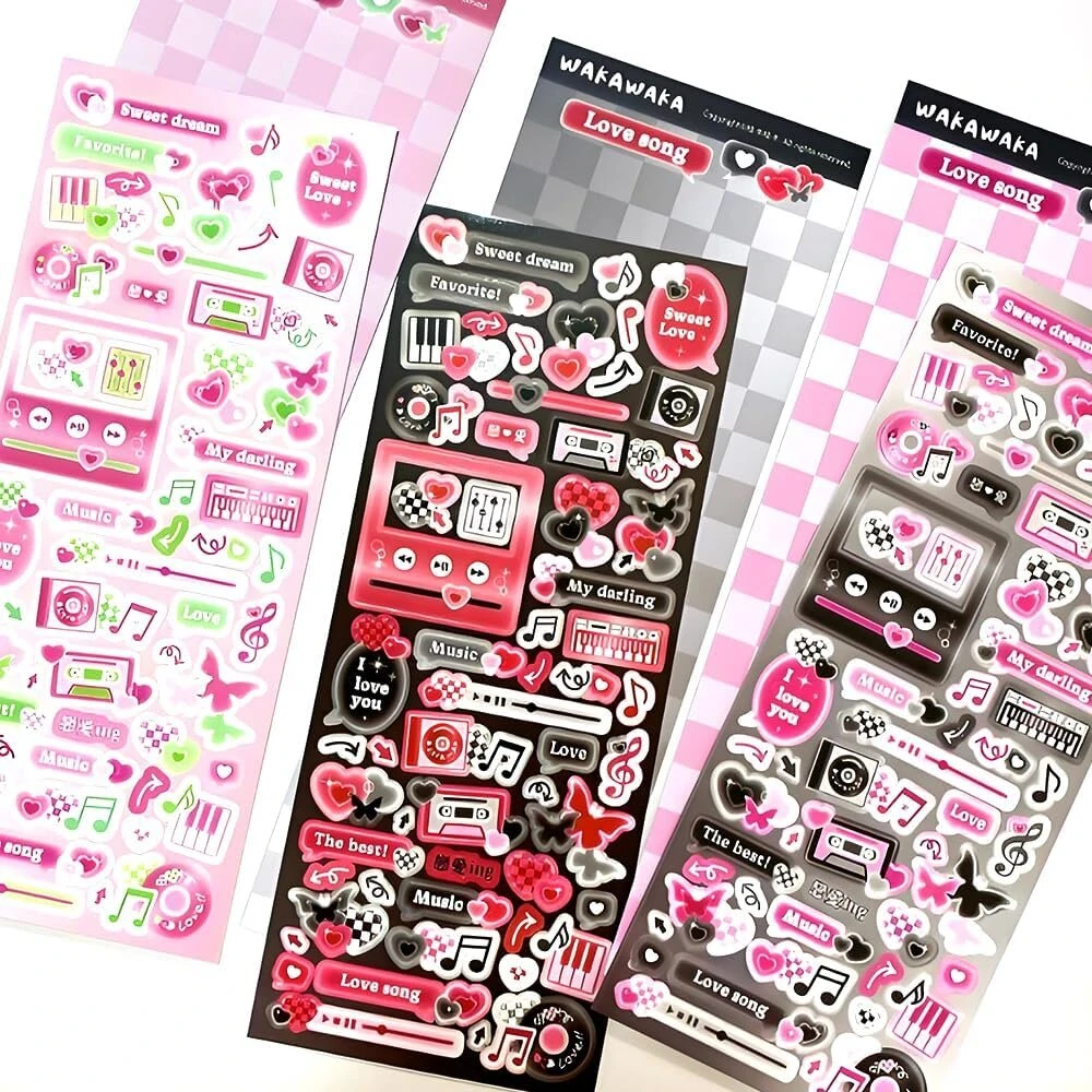 6 lapų drugelių scrapbooking lipdukai širdelės muzikos albumo žurnalo lipdukai širdelės scrapbooking lipdukai lipdukų lapai "pasidaryk pats" nuotraukų albumui dienoraščiui