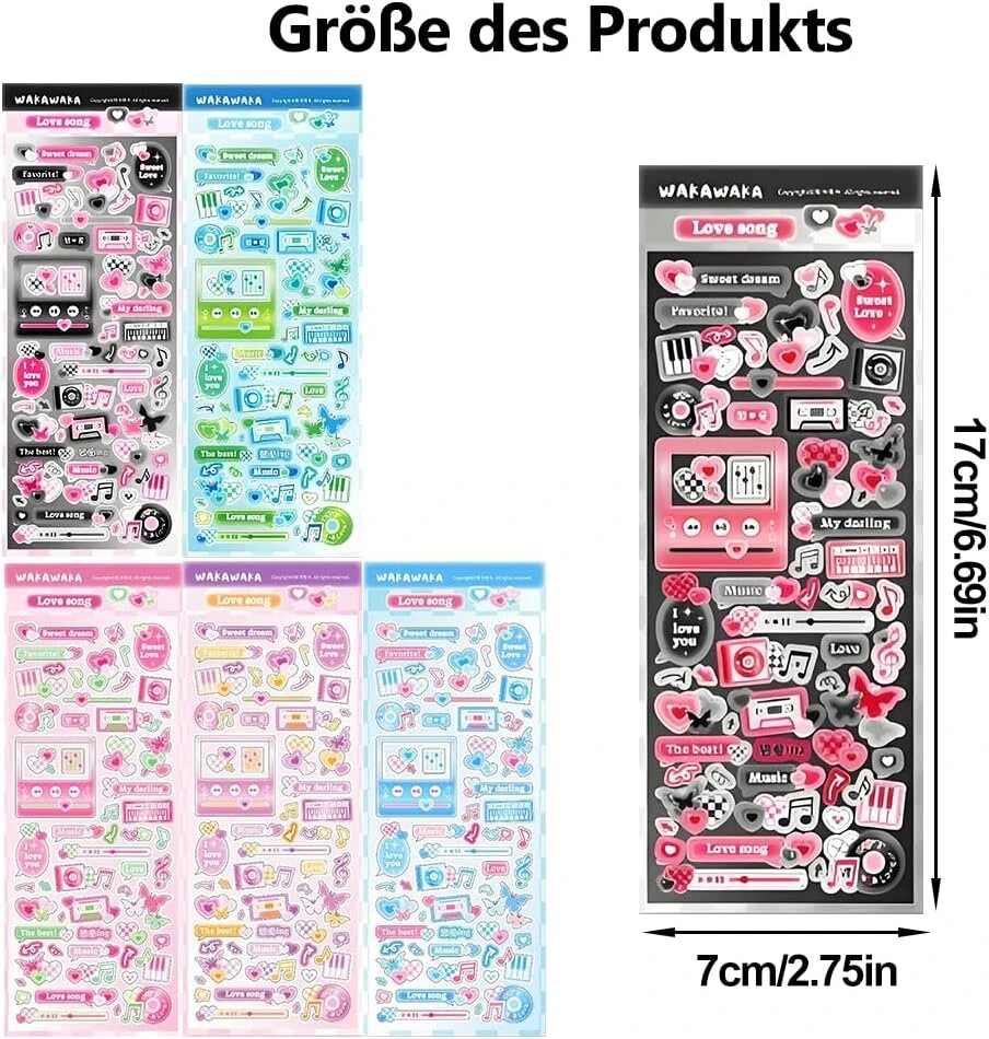 6 lapų drugelių scrapbooking lipdukai širdelės muzikos albumo žurnalo lipdukai širdelės scrapbooking lipdukai lipdukų lapai "pasidaryk pats" nuotraukų albumui dienoraščiui