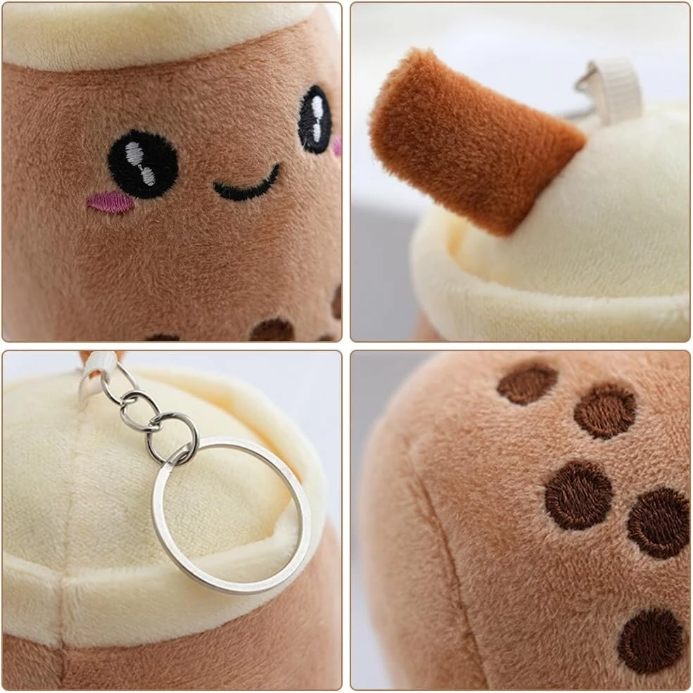 6 mažų kimštinių žaislų rinkinys Boba Plushies gyvūnų žaislas su raktų pakabuku, mažas Bubble Tea minkštas žaislas, spalvingas pliušinis minkštas žaislas, Bubble Tea pliušinis žaislas vaikams, mergaitėms, suaugusiems