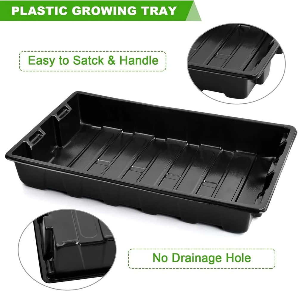 6 plastikinių daiginimo padėklų be skylių apačioje rinkinys, sodo šiltnamio augalų padėklas, daigų auginimo padėklai, šiltnamio daiginimo padėklas su dangčiu, šiltnamio daiginimo padėklas augalams auginti