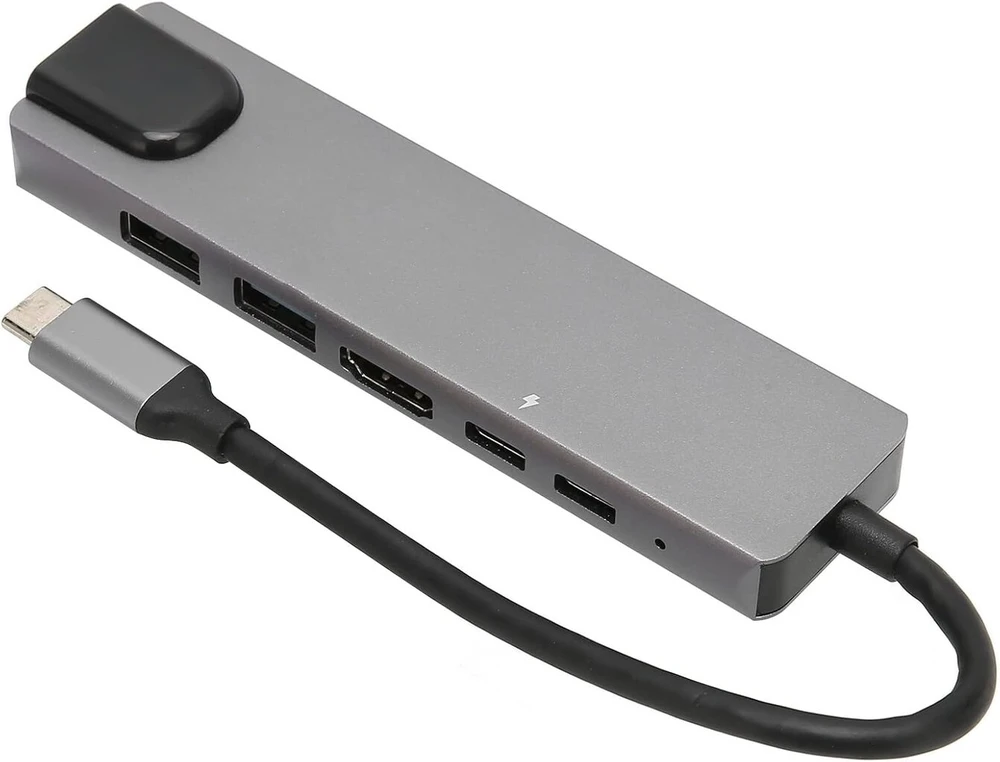 6 viename usb-c šakotuvas į 4k 30hz usb-c daugiafunkcinę doką 4k hd multimedijos sąsaja su 100 gb ethernet pd įkrovimo prievadais 2 usb 3.0 usb-c šakotuvai