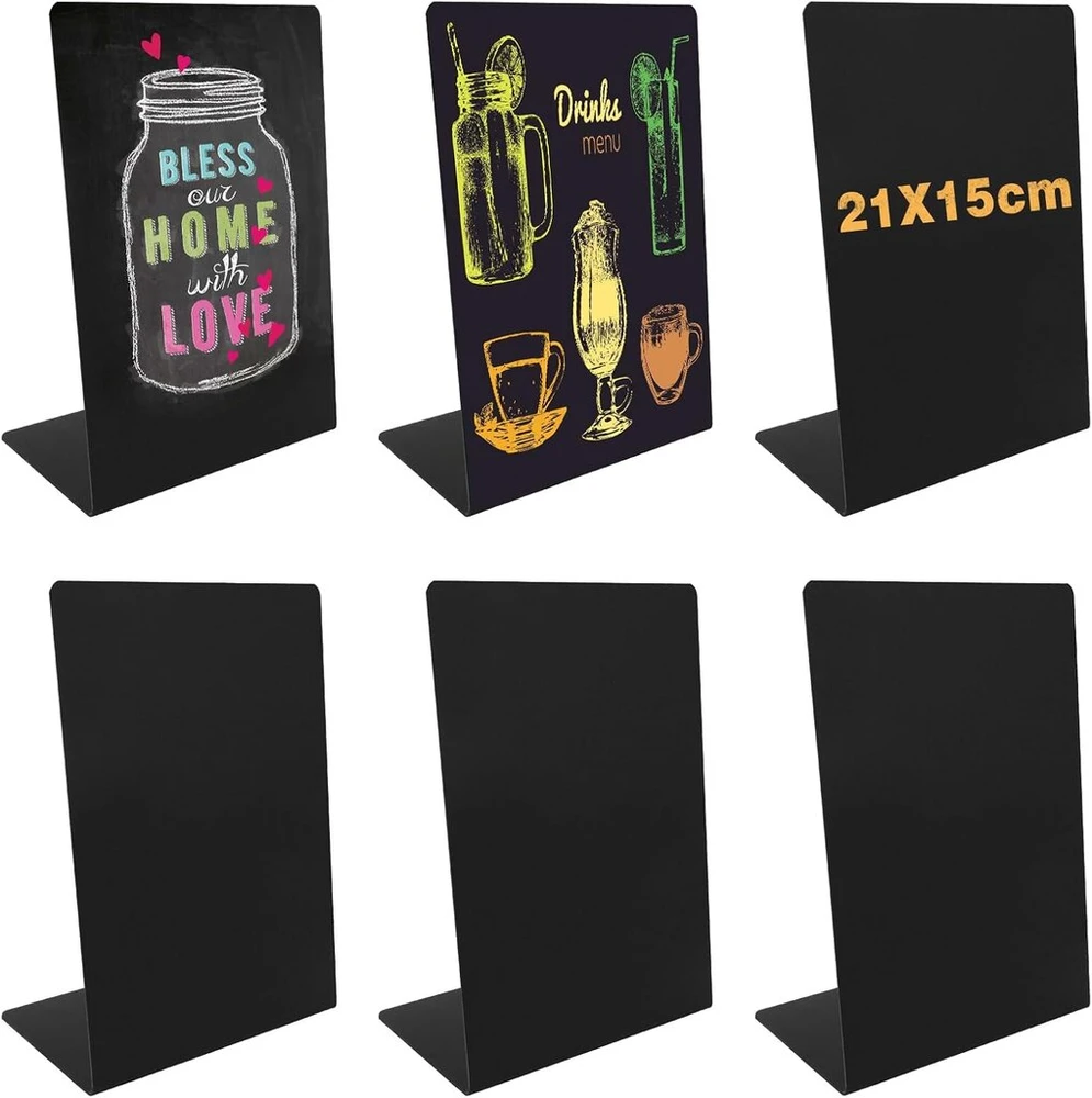 6 vnt. A5 lentelės su stovu, 21x15 cm, plastikinės, juodos