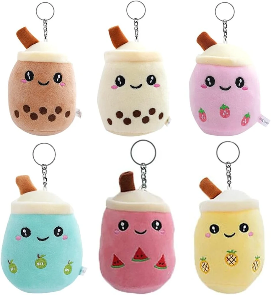 6 vnt. "bubble Tea" minkštų žaislų pakabukai