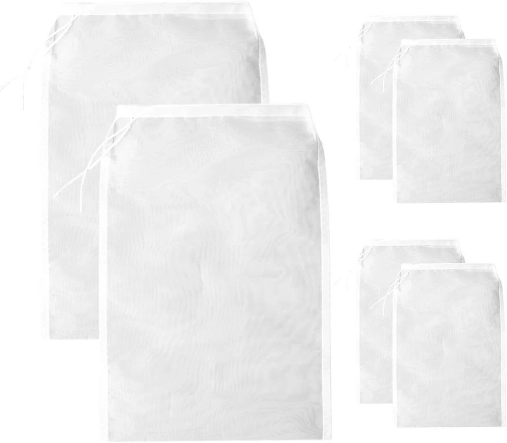 6 vnt. marlės rinkinys 20 x 30 cm marlė daugkartinio naudojimo nailoninis filtro maišelis riešutų pieno maišelis ekologiškas plaunamas su raišteliu riešutų pienui sūriui kavai jogurtui vaisių sultims