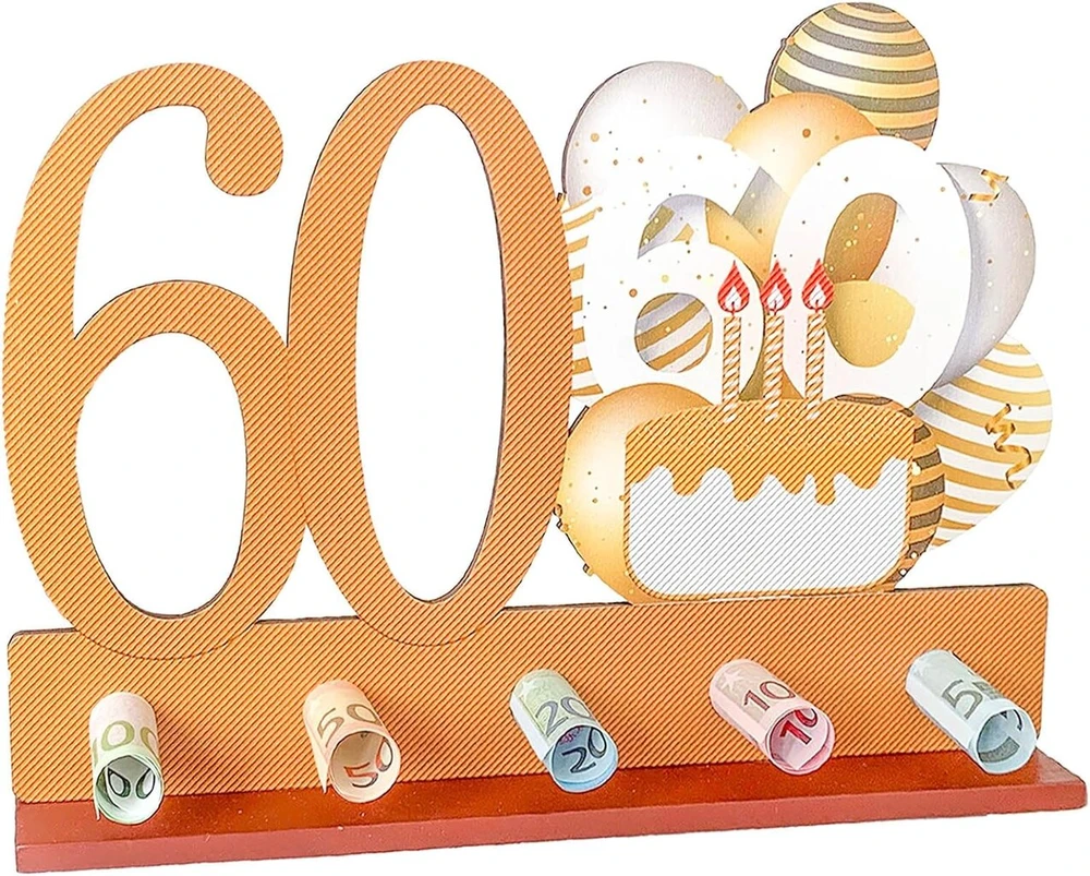 60-ojo gimtadienio piniginė dovana iš medžio, Booshmall dovana 60-ajam gimtadieniui, medinė svečių knyga piniginėms dovanoms, gimtadienio jubiliejinės dovanos iš medžio, dovanos vyrams, moterims