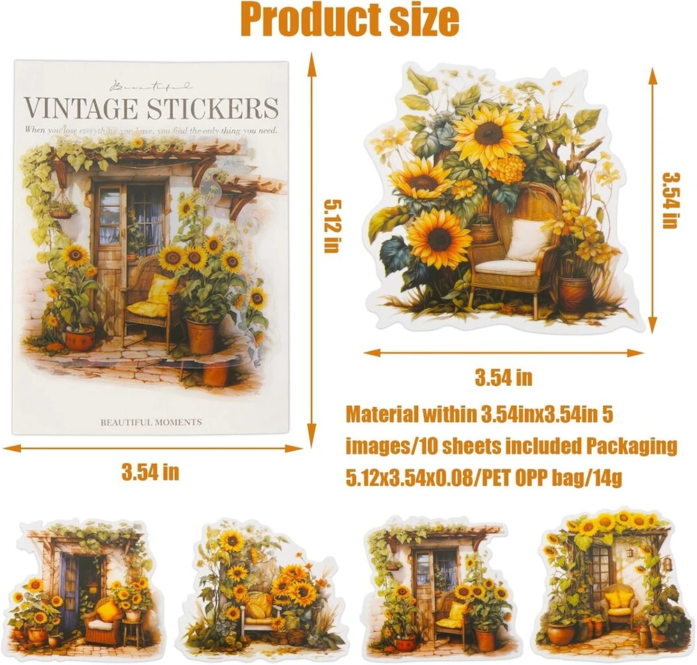 60 vienetų lipdukų rinkinys albumams, priedai albumams, saulėgrąžų moliūgų tematikos lipdukai albumams, sodo estetikos lipdukai, albumų rinkinys, nuotraukų albumams, albumų kūrimui, žurnalams
