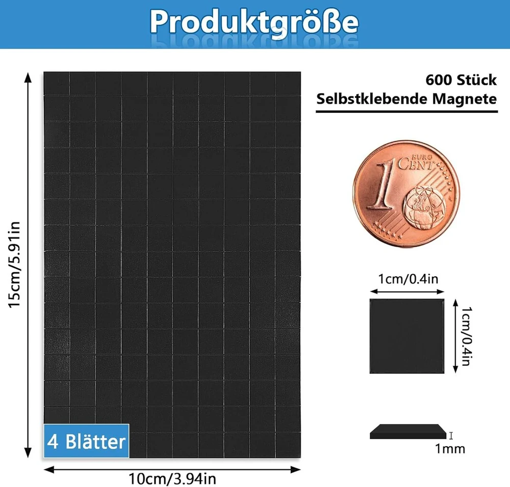 600 vnt. lipnių 10x10 mm magnetų plokštelių