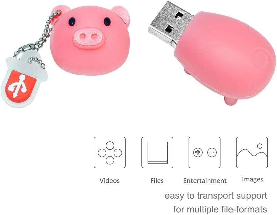 64gb Usb atmintinė didelės spartos silikoninis vienaragis animacinis 2.0 atmintukas rašiklis diskas nešiojamam kompiuteriui Pc Windows (64gb, Pig)