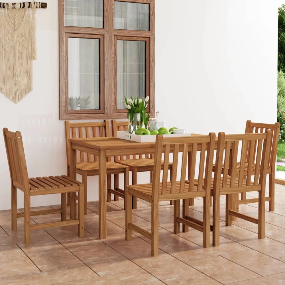 Lauko baldų komplektas 7 dalių sodo valgomojo baldų komplektas, 140x80 cm, tikmedžio masyvas