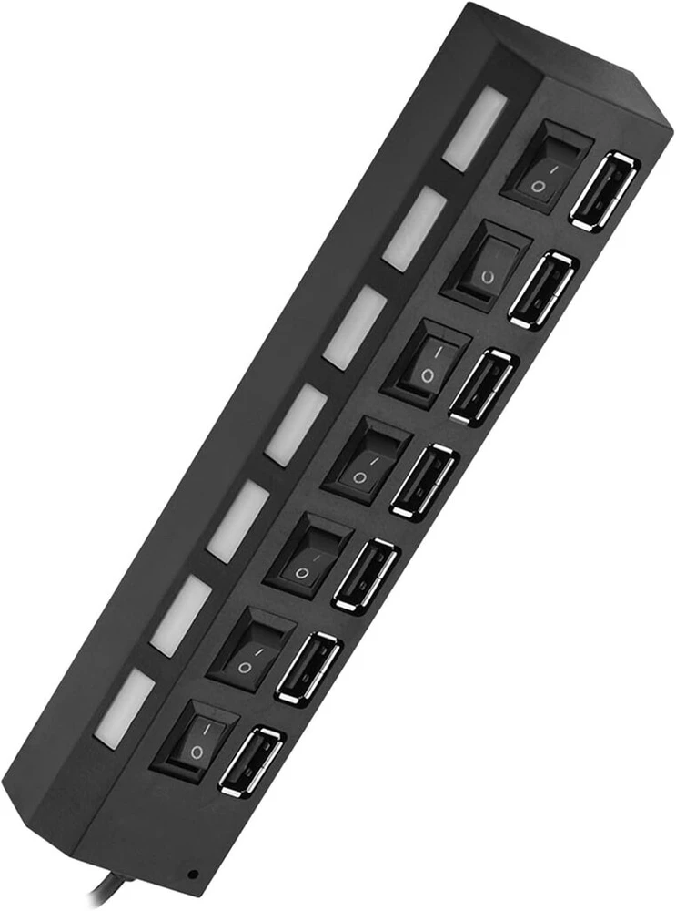 7 prievadų usb šakotuvas, 450 mbps spartus perdavimas, nepriklausomi jungikliai kompiuteriui, nešiojamam kompiuteriui, klaviatūrai, be konfliktų, plug & play duomenų sinchronizavimo šakotuvas skirstytuvas su kelių lygių, numatytasis