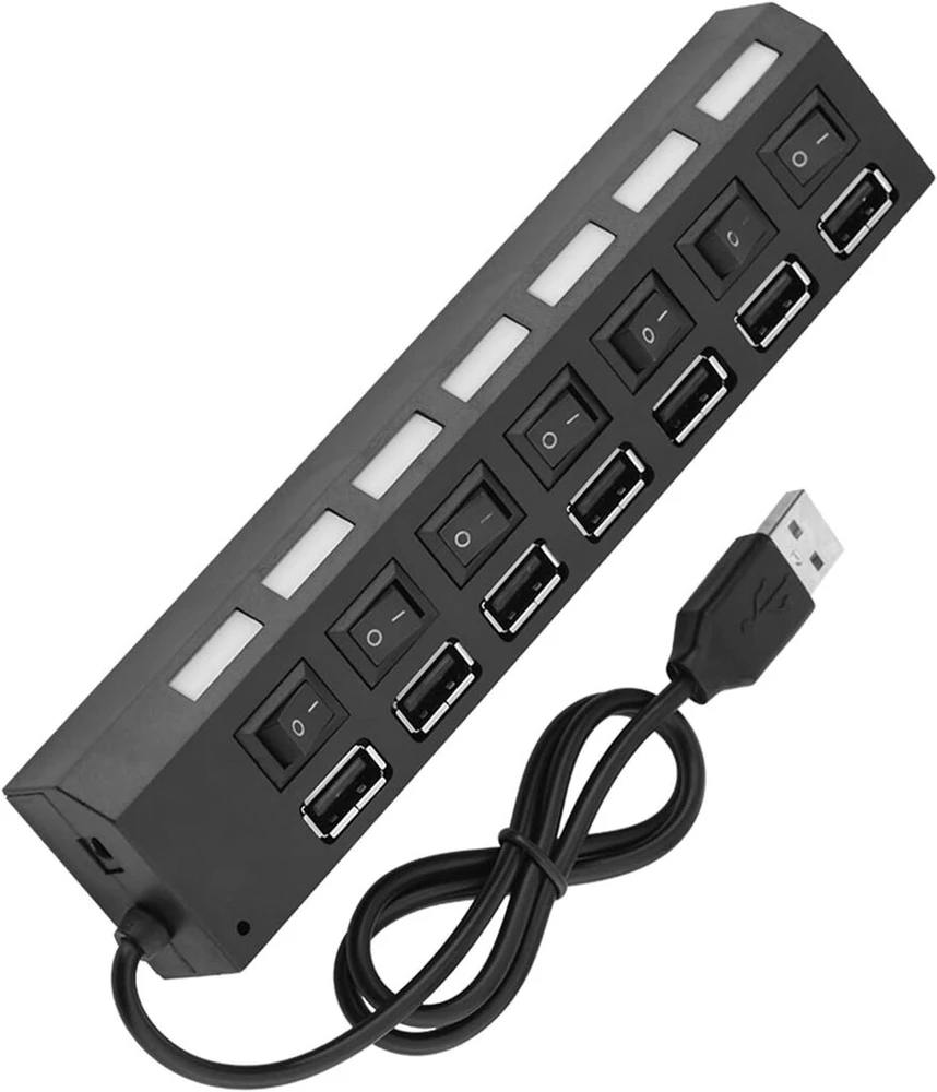 7 prievadų usb šakotuvas, 450 mbps spartus perdavimas, nepriklausomi jungikliai kompiuteriui, nešiojamam kompiuteriui, klaviatūrai, be konfliktų, plug & play duomenų sinchronizavimo šakotuvas skirstytuvas su kelių lygių, numatytasis