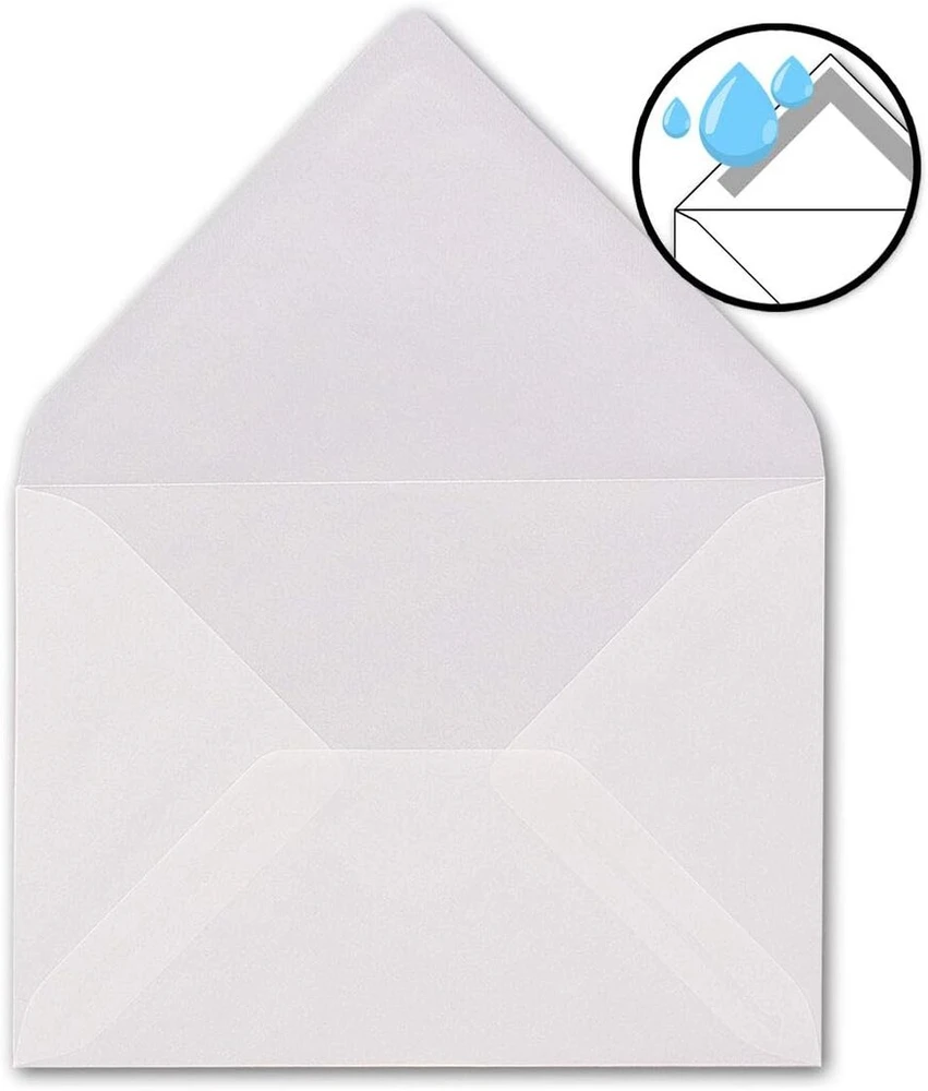 75 x vokai din b6-125 x 176 mm - skaidri balta - permatomi vokai - ypač kokybiški - 92 g/m² - pieno skaidrumo - sudrėkinami klijai