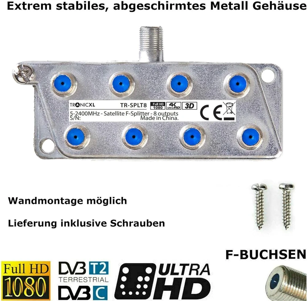 8-krypčių Tv Antenos Skirstytuvas F Jungtimis Hdtv 4k