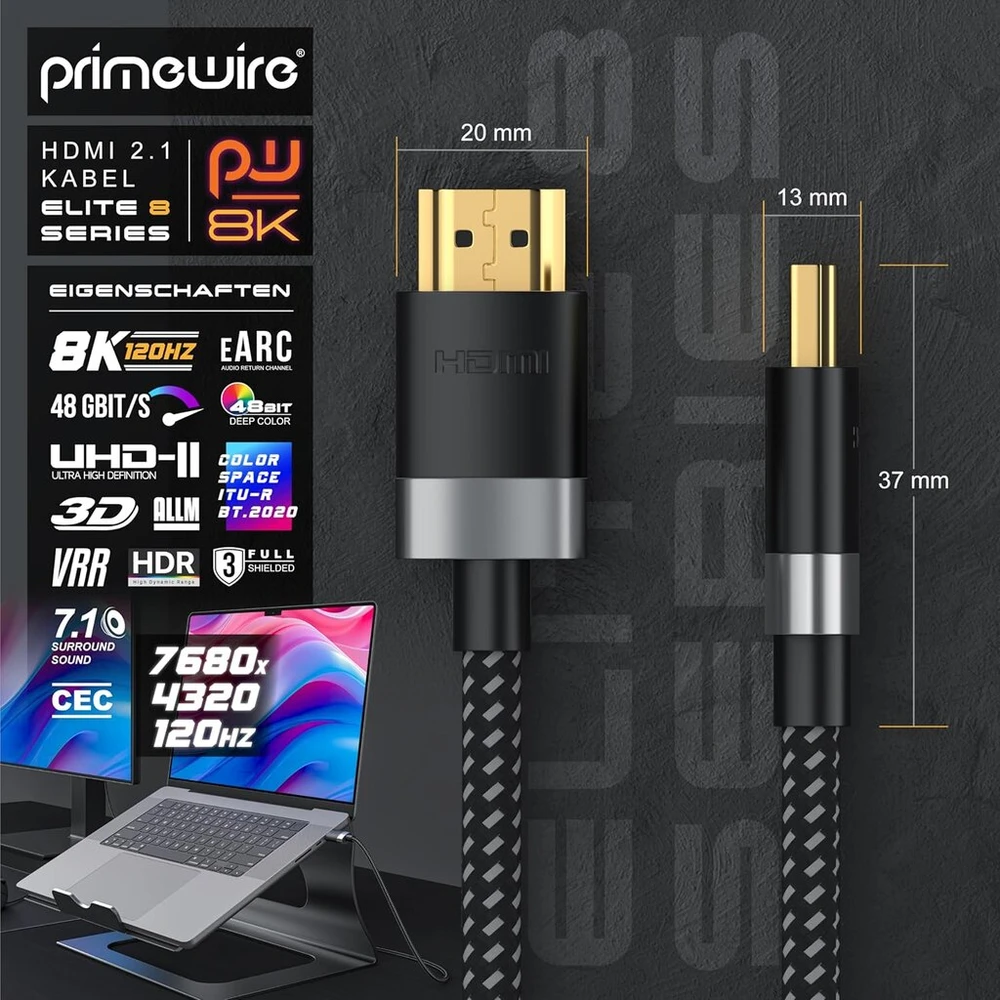 8k Hdmi kabelis 2.1 - 8k@60hz 4k @ 120hz Dsc - Hdtv 7680 x 4320 - Uhd Ii - Hdmi 2.1 2.0a 2.0b - 3d - Didelės spartos hdmi kabelis ethernet - sidabrinis