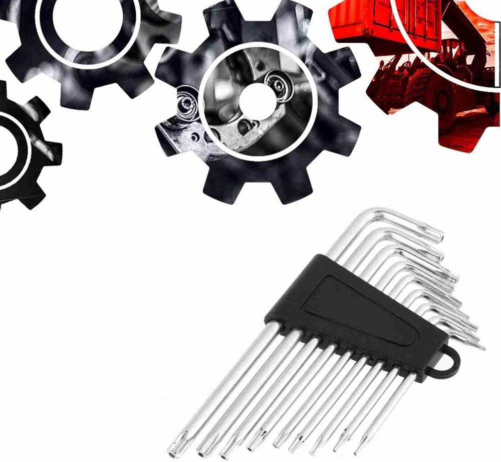 9 dalių l formos šešiakampis raktas torx t6 t7 t8 t9 t10 t15 t20 t25 t27 raktų žvaigždės formos raktas l tipo universalus raktas dviračių automobilių buitinių prietaisų remonto įrankis
