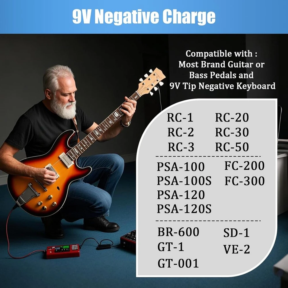 9v 1a gitaros pedalo maitinimo adapteris, skirtas Boss Psa-120s, efektų pedalams, Casio klaviatūrai, Zoom Ad-1, Ac Dc maitinimo sieninis įkroviklis, skirtas Roland Me-80 Me-70 Me-25 Me-50b Gt-001 Gt-1 Rc-1 Rc-2 Rc-20, 5.5