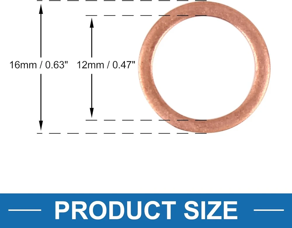 A absopro varinė poveržlė 12x16x1.5mm plokščios sandarinimo žiedų tarpinės automobiliams (10 vnt.)