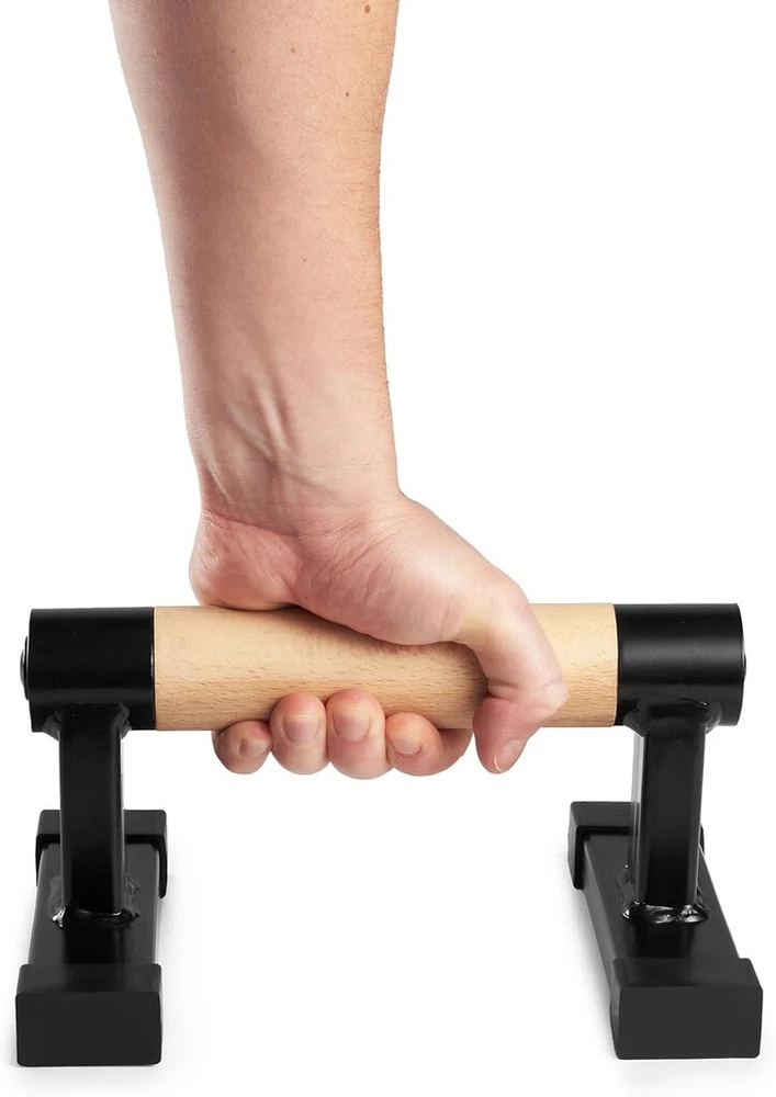 A2z Sport® Parallettes mediniai – aukščiausios kokybės atsispaudimų rankenos iki 500 kg – neslystančios stovėjimo ant rankų rankenos / lygiagretės – atsispaudimų strypai vidaus ir lauko treniruotėms, jėgos treniruotėms ir jogai