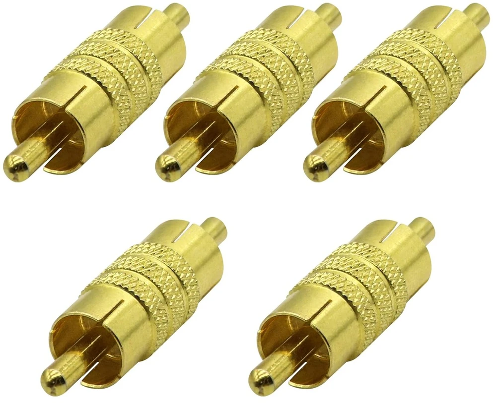 Aaotokk Rca kištukas paauksuotas Rca lizdas į Rca kištuko adapterio ilgiklį Av/tv garso ir vaizdo kabelio metalinė jungtis (5 komplektai)