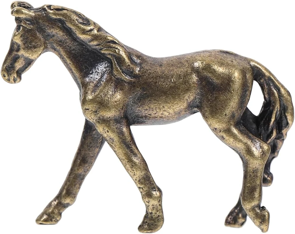 Aboofan varinė arklio figūrėlė mikro peizažui, metalinė arklio statulėlė, skirta stalui, knygų lentynai, biuro stalo dekoravimui, vario amato arklio figūra, varinė arklio statula, auksinė