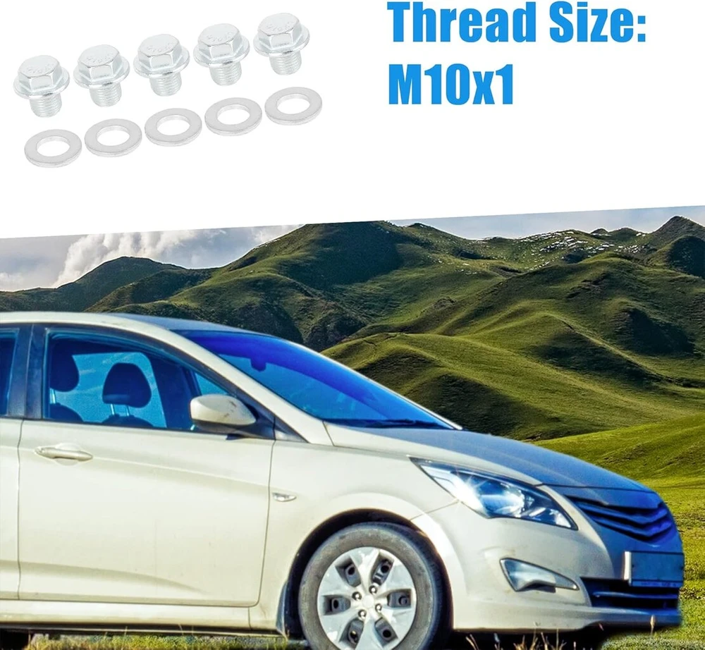 Absopro 5 vnt. automobilių variklio alyvos karterio išleidimo dangtelių su sandarikliu, m10 x 1