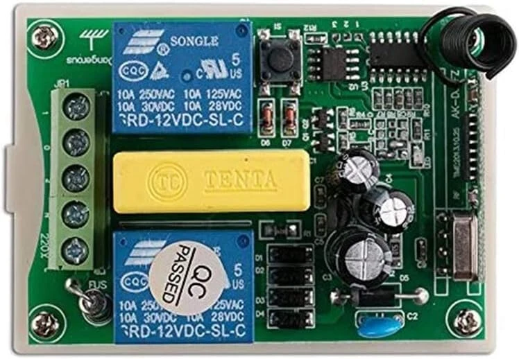 Ac 220vac rf 2 kanalų belaidis nuotolinio valdymo pultas 1 x imtuvas + 3 x siųstuvas žarnos variklis garažo durų projekcinis ekranas gervė 3 mygtukų variklio valdymas pirmyn ir atgal