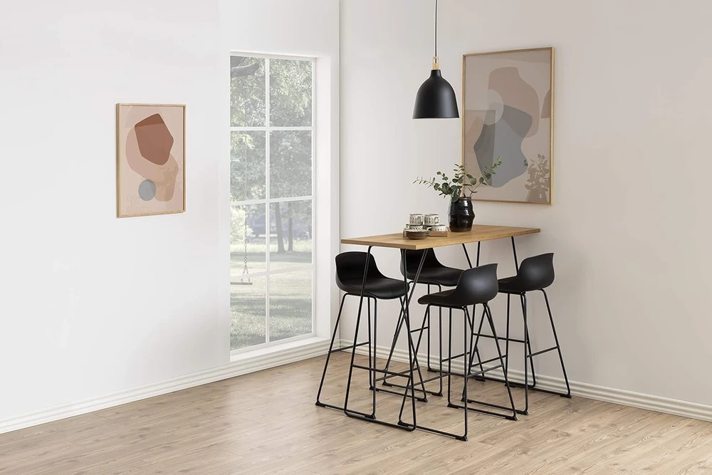 Ac Design Furniture 85087 Tille baro kėdė, dirbtinė oda, I: 49 x P: 43 x A: 94 cm, 2 vnt., juoda