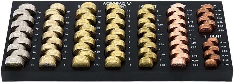 Acropaq lentelė monetų skaičiavimui, 30.6x14.9x2.2 cm, 8 skyriai