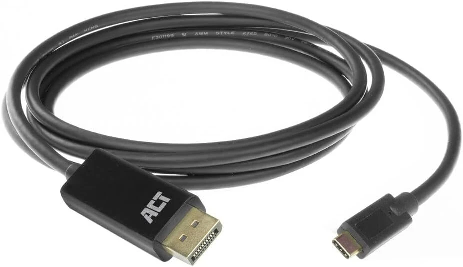 Act usb c į displayport kabelis 2 m, 4k @ 60hz, usb c displayport kabelis, jungtis išorinė-išorinė paauksuota, skirta nešiojamam kompiuteriui, planšetiniam kompiuteriui, išmaniajam telefonui - ac7325
