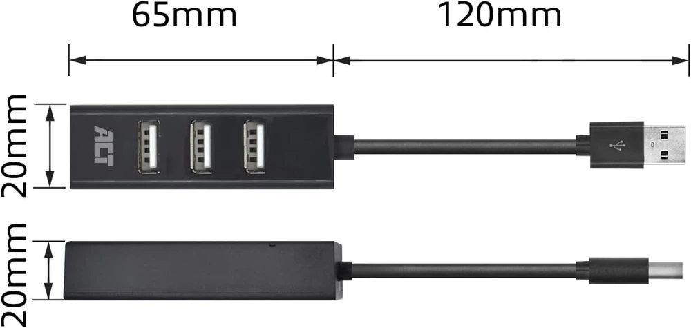 Act usb šakotuvas mini 4 prievadų usb nešiojamas usb skirstytuvas kompiuteriui, nešiojamam kompiuteriui - ac6205