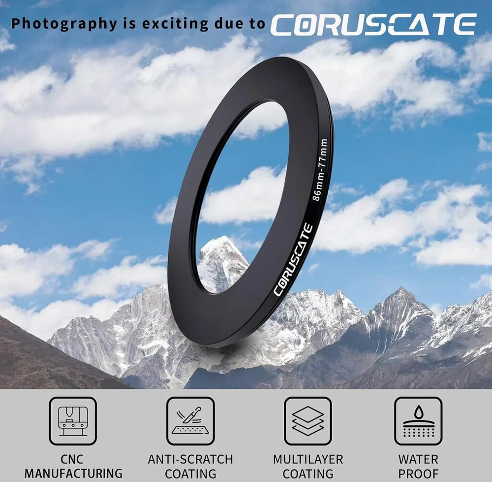 Adapterio žiedas 86 mm - 77 mm objektyvams ir filtroms + valymo šluostė