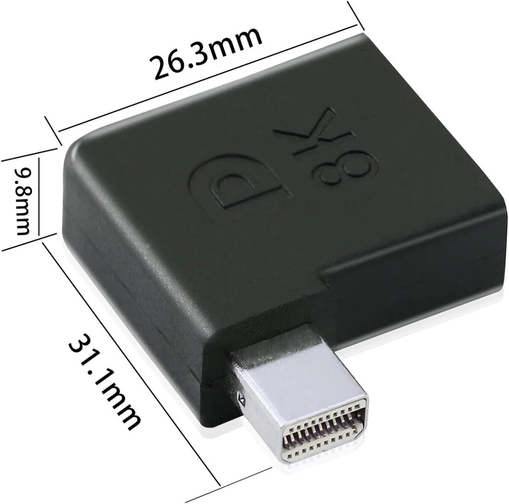 Adapteris Displayport Moteriškas į Mini Displayport Vyriškas 8k 90 laipsnių