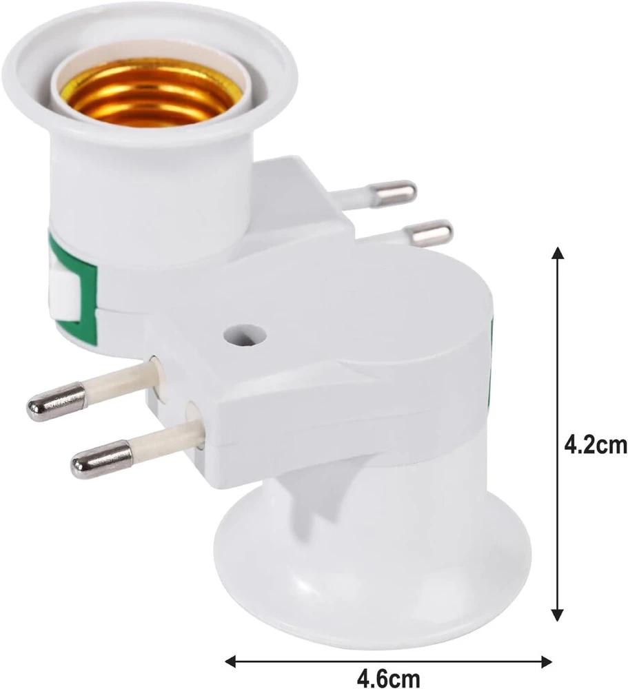 Adapteris - E27 lizdo adapteris, lizdo lemputė, lempos laikiklis, konvertavimas į lizdą ir E27 lizdą, lempos pagrindo maitinimo laido Es kištukinis adapteris (su jungikliu, 2 vnt.)
