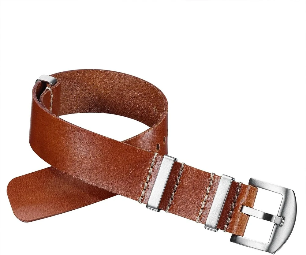 Addiesdive karinės odinės laikrodžių apyrankės 20 mm retro odinis rudas dirželis vyrams, odinis