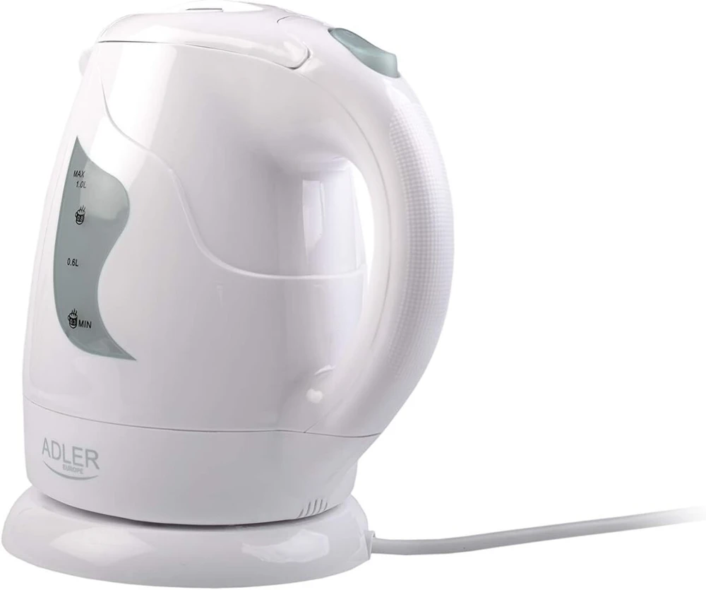 Adler elektrinis virdulys pagamintas iš plastiko, 1 litro talpos ir 850 W galios Ad 08w, baltas
