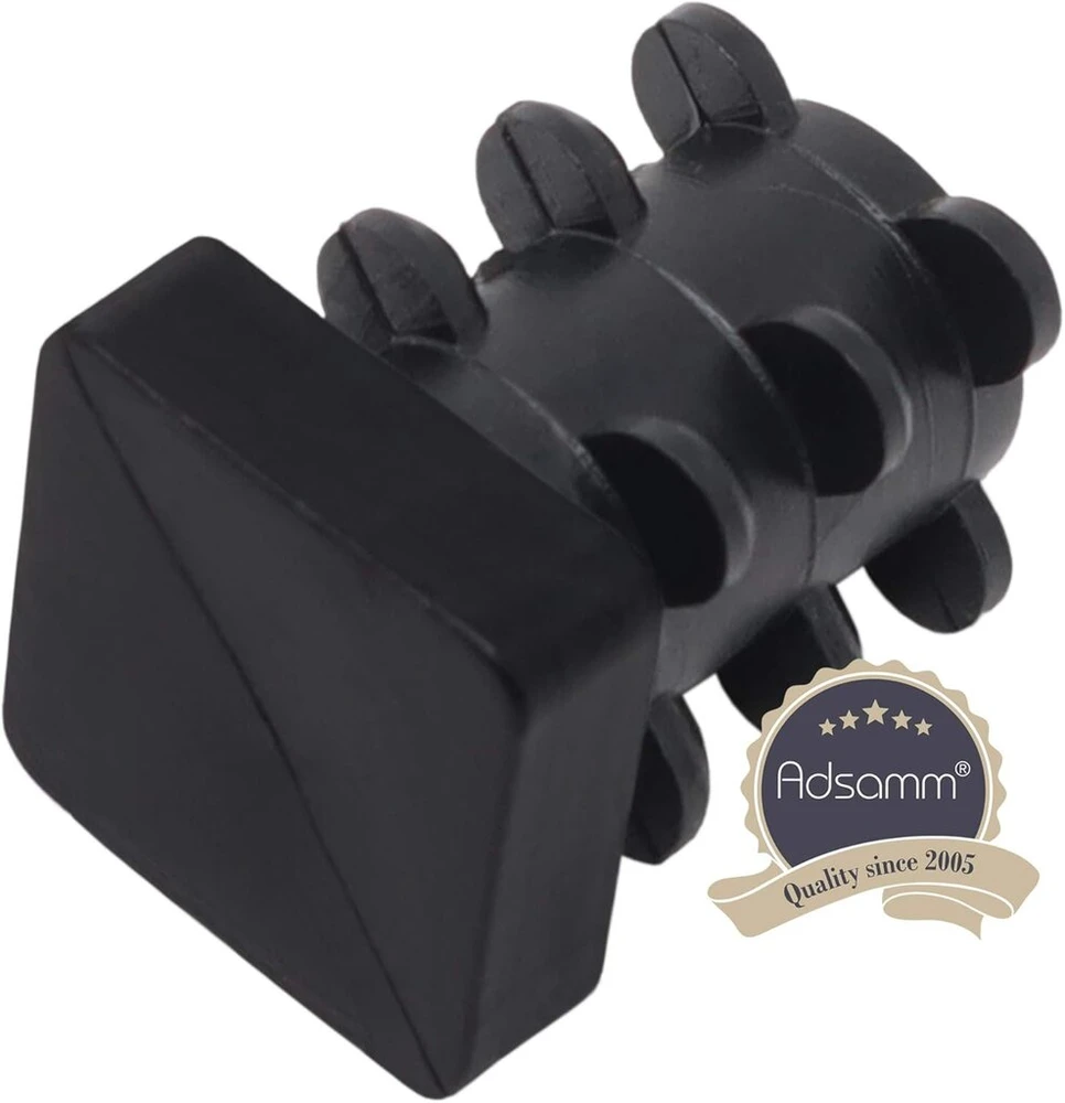 Adsamm® 100 x lameliniai kištukai, juodi, 12 x 12-14 x 14 mm, kvadratiniai, baldų slystukai plieninėms vamzdinėms kėdėms, galiniai dangteliai kvadratiniams vamzdžiams