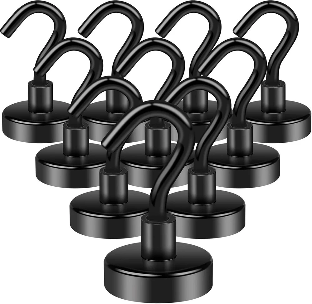 Aenienoe magnetiniai kabliukai, itin stiprūs, 20 mm, stiprūs maži magnetiniai neodimio kabliukai, magnetai pakabinimui, virtuvės stovyklavimo reikmenys, magnetinis laikiklis, 10 vnt., juodi